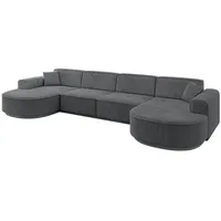 Altdecor Wohnlandschaft Dunkelgrau, Textil, 6-Sitzer, U-Form 380x81x163 cm, Wohnzimmer,