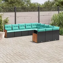 vidaXL Gartensofa-Set 11-tlg. schwarz