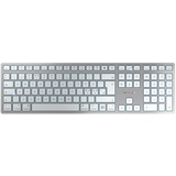 Cherry KW 9100 Slim for MAC, kabellose Tastatur, Mac-Layout, Pan-Nordisches Layout (QWERTY), Bluetooth- oder Funkverbindung, wiederaufladbar, flaches Design, weiß-Silber