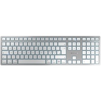 MAC, kabellose Tastatur, Mac-Layout, Pan-Nordisches Layout (QWERTY), Bluetooth- oder Funkverbindung, wiederaufladbar, flaches Design, weiß-Silber