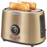 SENCOR STS 6057CH 2-Scheiben-Toaster (1000 Watt, Elektronischer Timer - 9 Stufen der Röstintensitätr) sandfarbe / champagnerfarbe