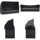Vidaxl - Outdoor-sofabett Mit Dach Poly-rattan Schwarz - Outdoor Möbel - Gartenbank - Loungebank - Sonnenliege - Rattan Liege - Home & Living