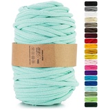 Netuno 1x Makramee Garn Celadon 9 mm 50 m Baumwollkordel mit Polyesterkern Dickes Garn Makramee Kordel aus Baumwolle Kordelband Naturkordel Makramee Kordel Makramee Faden Cotton Cord Macrame