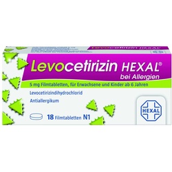 Levocetirizin Hexal bei Allergien 5 mg Filmtabl. 18 St