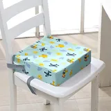 Surwin Rutschfeste Sitzerhöhung Stuhl Kind Sitzkissen Stuhl mit Sicherheits Schnalle, 3D Flugzeug Sitzkissen Kinder Tragbare Sitzerhöhung Waschbar Zerlegbar Baby Sitzhilfe (Sonne,40x40x10cm)
