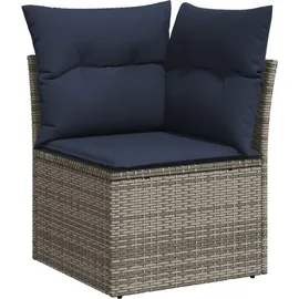 vidaXL 13-teiliges Gartensofa-Set mit Kissen, grau, Polyrattan - Grau