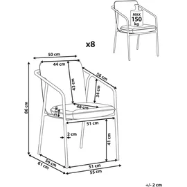 Beliani Asciano Gartenstuhl 86 x 0 x 0 cm grün/weiß 8 St.