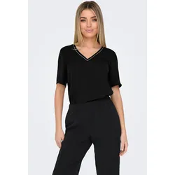 V-Shirt »ONLAVA LIFE S/S CHAIN V-NECK TOP JRS«, Gr. M (38), Black Detail:Rhinestone chain, , 97348612-M