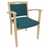 einrichtungsdesign24 Armlehnstuhl 4-Fußstuhl Holzstuhl mit Armlehnen Alexander Seniorenstuhl Esszimmer, Gestell aus Massivholz und stapelbar blau