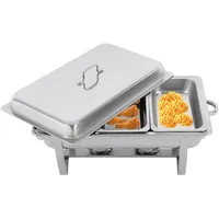 Chafing Dish, Speisewärmer aus Edelstahl, Warmhaltebehälter, Wärmebehälter, Warmhaltegerät inkl. 2 Brennpastenbehälter für Chafing, Großküche, Catering, Buffet und Party, Silber (Drei Gitter)