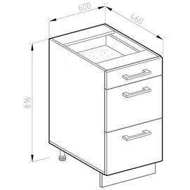 Vicco Küchenunterschrank R-Line 60 cm Weiß, Anthrazit Schublade