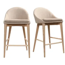 miliboo Skandinavische Barhocker Stoff beige 2er-Pack