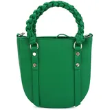 HARPA Schultertasche "HAYA", Damen, Gr. B/H/T: 19cm x 20cm x 19cm, grün, Lederimitat, unifarben, Taschen Schultertasche, in abgerundeter Form mit geflochtenem Henkel
