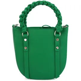 HARPA Schultertasche "HAYA", Damen, Gr. B/H/T: 19cm x 20cm x 19cm, grün, Lederimitat, unifarben, Taschen Schultertasche, in abgerundeter Form mit geflochtenem Henkel