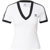 adidas T-Shirt mit Label-Streifen, Weiss, S