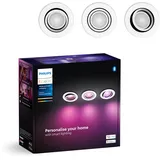 Philips Hue White & Color Ambiance Centura runde Einbauspots 3-er Pack, dimmbare Deckenlampen für das Hue Lichtsystem mit 16 Mio. Farben, smarte Lichtsteuerung über Sprache und App, weiß