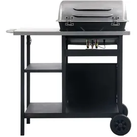 vidaXL Gasgrill mit Beistelltisch auf 3 Ebenen schwarz/silber 47391