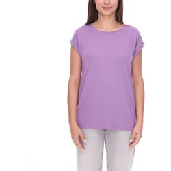 Tamaris Damen Basic T-Shirt schlichtes Kurzarm-Shirt Sommer-Shirt 95254023 Lila - 36