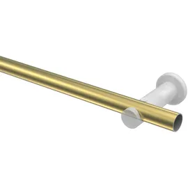 Interdeco GARDINENSTANGE Platon Santo 240 cm (geteilt in 2 x 120 cm), 1-läufig (ohne Ringe), 20 mm Ø Messing-Optik