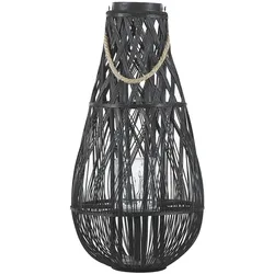 Windlichtsäulen TONGA Bambusholz 77 cm Schwarz