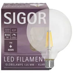 SIGOR LED-Filament-Lampe Globe-Form klar E27