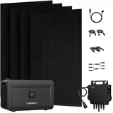 Growatt Balkonkraftwerk Full Black Bifazial 2000 W inkl. 800 W Wechselrichter + 4 x 500 W Solarmodule