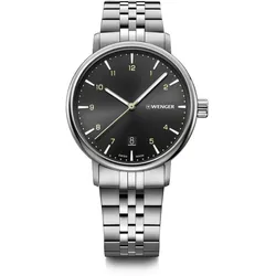 Wenger Urban Classic 40mm Herrenuhr im Vintage-Stil schwarz/silber