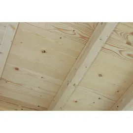 SKANHOLZ Carport Wendland 4,09 x 6,28 m unbehandelt mit EPDM-Dach und roter Blende