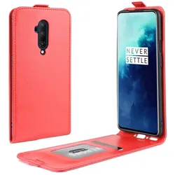 Flip Case Handyhülle für OnePlus 7 Pro Vertikal Schutzhülle Tasche Cover Rot Bumper Smartphone Kartensteckplatz-Kreditkarte-Geldscheine EC-Karte Bank-Karte