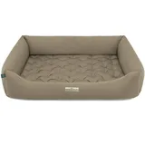 HOUND & NATURE | Orthopädisches Hundebett Zermatt, Gr. XXL für Sehr Große Hunde mit hohem Rand, Kuscheliges Hundesofa mit Hundekissen waschbar (XXL - 125x95 cm, Taupe)