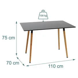 Relaxdays Esstisch 75 x 110 x 70 cm schwarz/natur