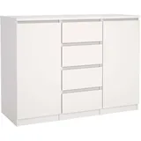 Home Affaire Kommode HOME AFFAIRE "Naia, Sideboard, 4 Schubladen, 2 Türen, Aufbewahrung, grifflose Front", weiß (matt weiß), B:120,8cm H:90,7cm T:50cm, Holzwerkstoff, Sideboards, Kommode, Mit Einlegeböden, modern, skandinavisches Design, in mehrere Farben