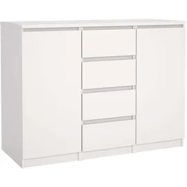 Home Affaire Kommode HOME AFFAIRE "Naia, Sideboard, 4 Schubladen, 2 Türen, Aufbewahrung, grifflose Front", weiß (matt weiß), B:120,8cm H:90,7cm T:50cm, Holzwerkstoff, Sideboards, Kommode, Mit Einlegeböden, modern, skandinavisches Design, in mehrere Farben