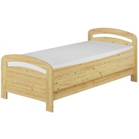 ERST-HOLZ Bett Seniorenbett 90x200 Kiefer massiv mit Rollrost u. Matratze, Kieferfarblos lackiert