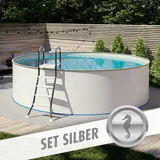 POOL Total Rund Pool Set SILBER Ø 5,00 x 1,20 m Folie sand 0,80 mm aufgestellt Stahlwand
