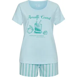 VIVANCE Shorty Pyjama-Shorts Blau/Weiß 32/34