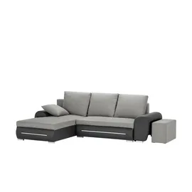 Sofa.de Ecksofa mit Beleuchtung und Schlaffunktion Emma ¦ grau ¦ Maße (cm): B: 280 H: 96 T: 184.0