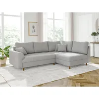 s-style möbel ECKSOFA Alma Hellgrau Cord - Ottomane rechts
