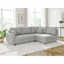 s-style möbel ECKSOFA Alma Hellgrau Cord - Ottomane rechts