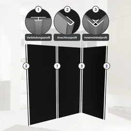 Marwell Urbanox schwarz, B:90cm H:210cm, Aluminium, Spritzschutzwände, 1 Paneel: 90 x 210 cm