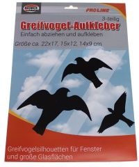 Reinex Fensteraufkleber, Greifvogel als Vogelschutz, Vogel Silhouetten für Fenster und große Glasflächen, 1 Packung = 3 Aufkleber