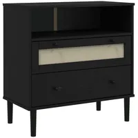 VidaXL Sideboard SENJA Rattan-Optik Schwarz 80x40x80 cm Kiefernholz