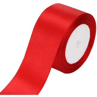 LuLiyLdJ Rotes Satinband, 25m x 40mm breit festes Satinband Satinband Hochzeitsgeschenkverpackung