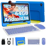BUFO Kinder Lern-Tablet mit Elternkontrolle 10'' Android 15,64GB Tablet (10", 64 GB, Android 15, Kids Bumper blau) blau|lila