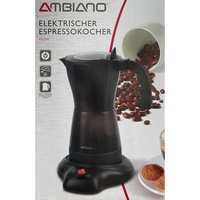 AMBIANO Elektrischer Espressokocher Mokkakocher  für 6 Tassen Aluminium 480 W
