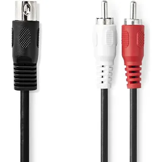 Nedis DIN-Audio-Kabel DIN 5-Pin Stecker 2x RCA Stecker Vernickelt 1.00 m rund PVC svart label