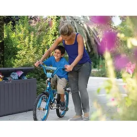 KETER Marvel Plus Aufbewahrungsbox, 270L Fassungsvermögen, wetterfest & langlebig, Sitzgelegenheit für 2 Personen, Grau, ideal für Garten, Terrasse & Balkon