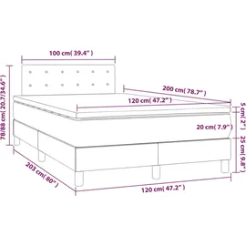 vidaXL Boxspringbett 120 x 200 cm Dunkelgrau