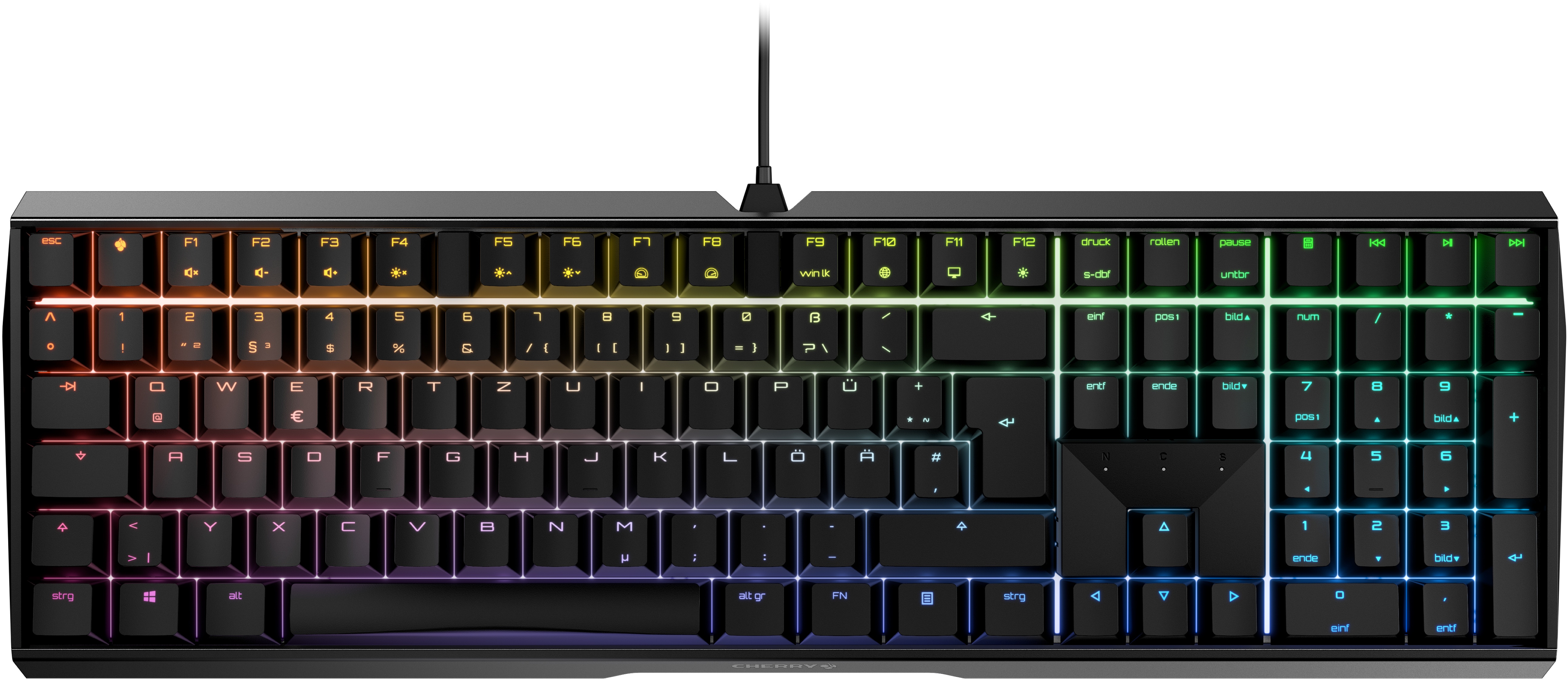 CHERRY MX 3.0S RGB, CHERRY MX-Brown-Switches - schwarz, mechanische Gamingtastatur, Kabelgebunden, RGB-Beleuchtung, Aluminium-Gehäuse