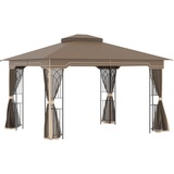 Outsunny Pavillon mit Doppeldach braun 365L x 300B x 270H cm